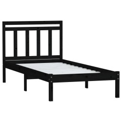 Cadre de lit sans matelas noir bois massif 100x200 cm 