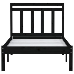 Cadre de lit sans matelas noir bois massif 100x200 cm 
