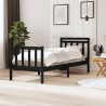 Cadre de lit sans matelas noir bois massif 