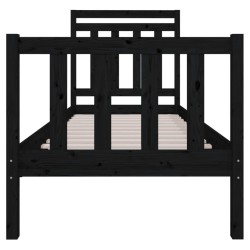 Cadre de lit sans matelas noir bois massif 