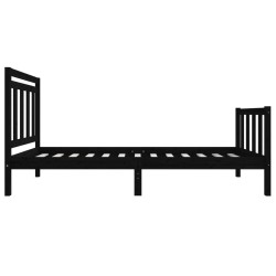 Cadre de lit sans matelas noir bois massif 