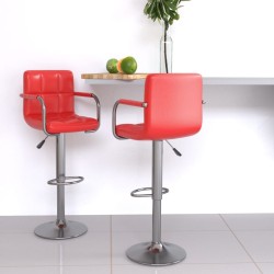 Tabourets de bar lot de 2 rouge similicuir 