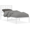 Cadre de lit métal sans matelas avec tête de lit blanc 75x190cm 