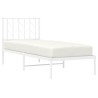 Cadre de lit métal sans matelas avec tête de lit blanc 75x190cm 