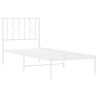 Cadre de lit métal sans matelas avec tête de lit blanc 75x190cm 