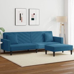 Ensemble de canapés 2 pcs avec coussins bleu velours 