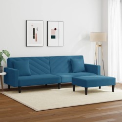 Ensemble de canapés 2 pcs avec coussins bleu velours 