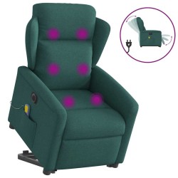 Fauteuil inclinable de massage électrique Vert foncé Tissu 
