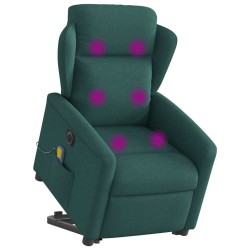 Fauteuil inclinable de massage électrique Vert foncé Tissu 