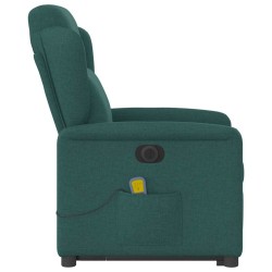 Fauteuil inclinable de massage électrique Vert foncé Tissu 