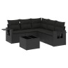 Salon de jardin 6 pcs avec coussins noir résine tressée 
