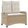 Ensemble à manger de jardin et coussins 2 pcs beige poly rotin 