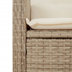 Ensemble à manger de jardin et coussins 2 pcs beige poly rotin 