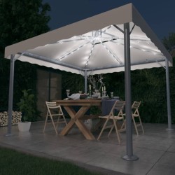Tonnelle avec guirlande lumineuse LED 300x300cm Crème Aluminium 