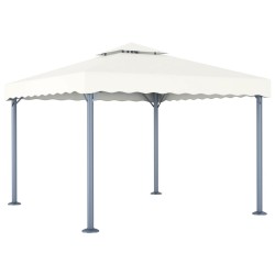 Tonnelle avec guirlande lumineuse LED 300x300cm Crème Aluminium 