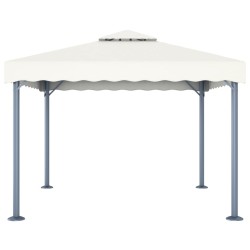 Tonnelle avec guirlande lumineuse LED 300x300cm Crème Aluminium 