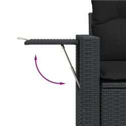 Salon de jardin 6 pcs avec coussins noir résine tressée 