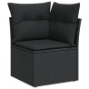 Salon de jardin 6 pcs avec coussins noir résine tressée 
