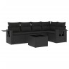 Salon de jardin 6 pcs avec coussins noir résine tressée 