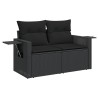 Salon de jardin 6 pcs avec coussins noir résine tressée 