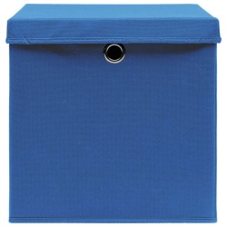 Boîtes de rangement avec couvercle 4 pcs Bleu 32x32x32 cm Tissu 