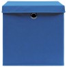 Boîtes de rangement avec couvercle 4 pcs Bleu 32x32x32 cm Tissu 