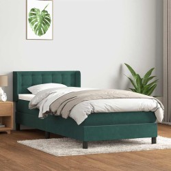 Sommier à lattes de lit et matelas vert foncé 80x220 cm velours 