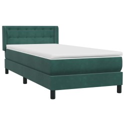 Sommier à lattes de lit et matelas vert foncé 80x220 cm velours 