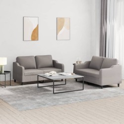 Ensemble de canapés 2 pcs avec coussins Taupe Tissu 