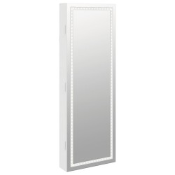 Armoire à bijoux avec miroir et éclairage LED mural blanc 