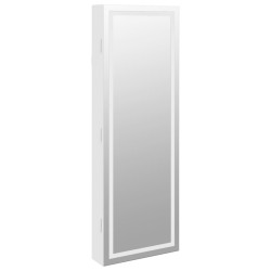 Armoire à bijoux avec miroir et éclairage LED mural blanc 