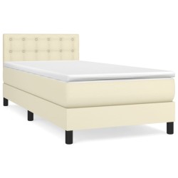 Sommier à lattes de lit avec matelas Crème 100x200cm Similicuir 