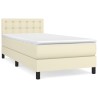 Sommier à lattes de lit avec matelas Crème 100x200cm Similicuir 