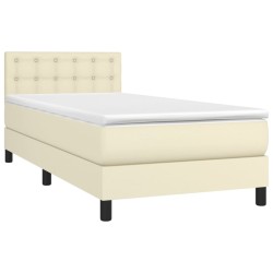 Sommier à lattes de lit avec matelas Crème 100x200cm Similicuir 
