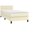 Sommier à lattes de lit avec matelas Crème 100x200cm Similicuir 