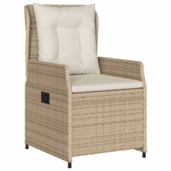 Ensemble à manger de jardin et coussins 3 pcs Beige poly rotin 