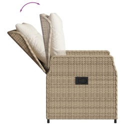 Ensemble à manger de jardin et coussins 3 pcs Beige poly rotin 