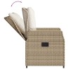Ensemble à manger de jardin et coussins 3 pcs Beige poly rotin 