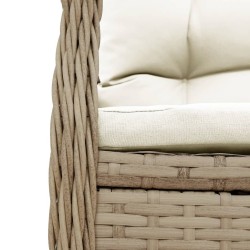 Ensemble à manger de jardin et coussins 3 pcs Beige poly rotin 