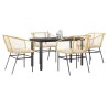 Ensemble à manger jardin coussins 5pcs marron poly rotin verre 