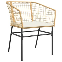 Ensemble à manger jardin coussins 5pcs marron poly rotin verre 