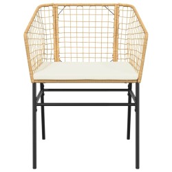Ensemble à manger jardin coussins 5pcs marron poly rotin verre 