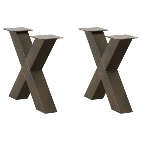 Pieds de table basse en forme de X, 2 pièces, acier naturel, 50 x (42-43) cm 