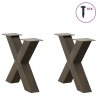Pieds de table basse en forme de X, 2 pièces, acier naturel, 50 x (42-43) cm 