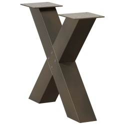 Pieds de table basse en forme de X, 2 pièces, acier naturel, 50 x (42-43) cm 