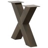 Pieds de table basse en forme de X, 2 pièces, acier naturel, 50 x (42-43) cm 