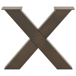 Pieds de table basse en forme de X, 2 pièces, acier naturel, 50 x (42-43) cm 
