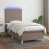 Sommier à lattes de lit et matelas et LED Taupe 90x190 cm Tissu 