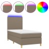 Sommier à lattes de lit et matelas et LED Taupe 90x190 cm Tissu 