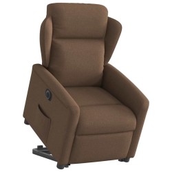Fauteuil inclinable électrique marron tissu 